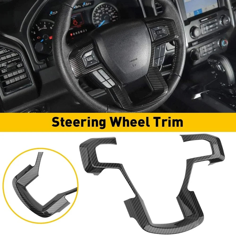 Carbon Fiber Steering Wheel Trim for Ford F150 (2015–2023)