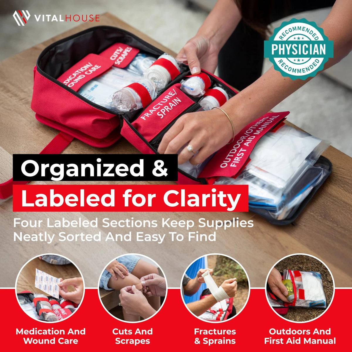 346-Piece First Aid Kit for Universal Use (Physician-Designed)
