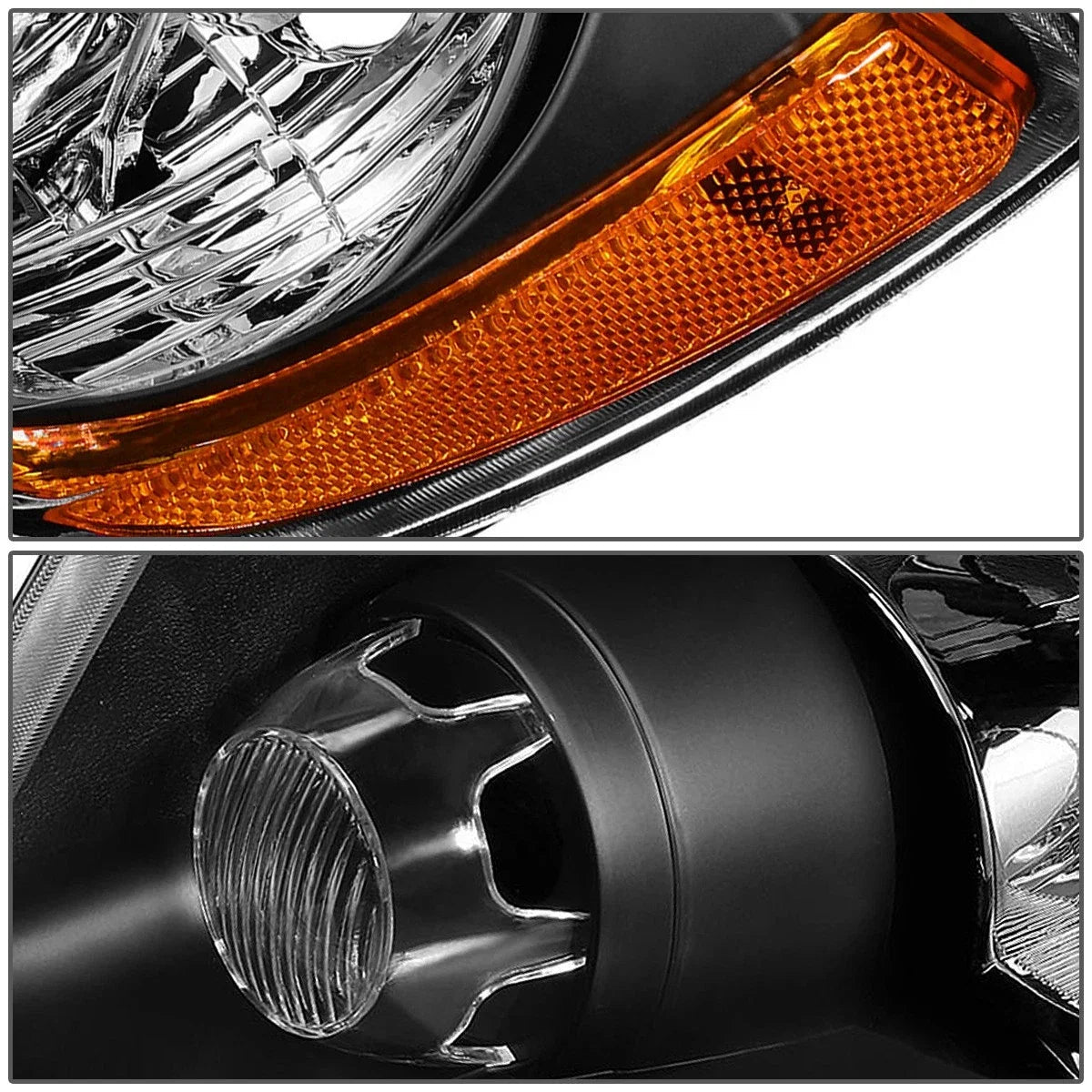 Pair of Headlight Lamps for Jeep Grand Cherokee (2011–2013) Black/Amber