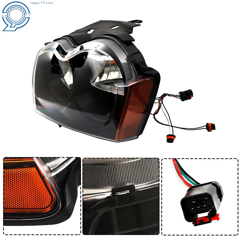 Set of 2 Headlight Assemblies for Jeep Grand Cherokee (2005–2007) Black Housing