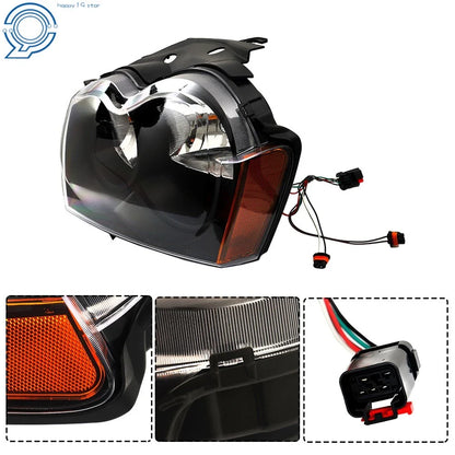 Set of 2 Headlight Assemblies for Jeep Grand Cherokee (2005–2007) Black Housing