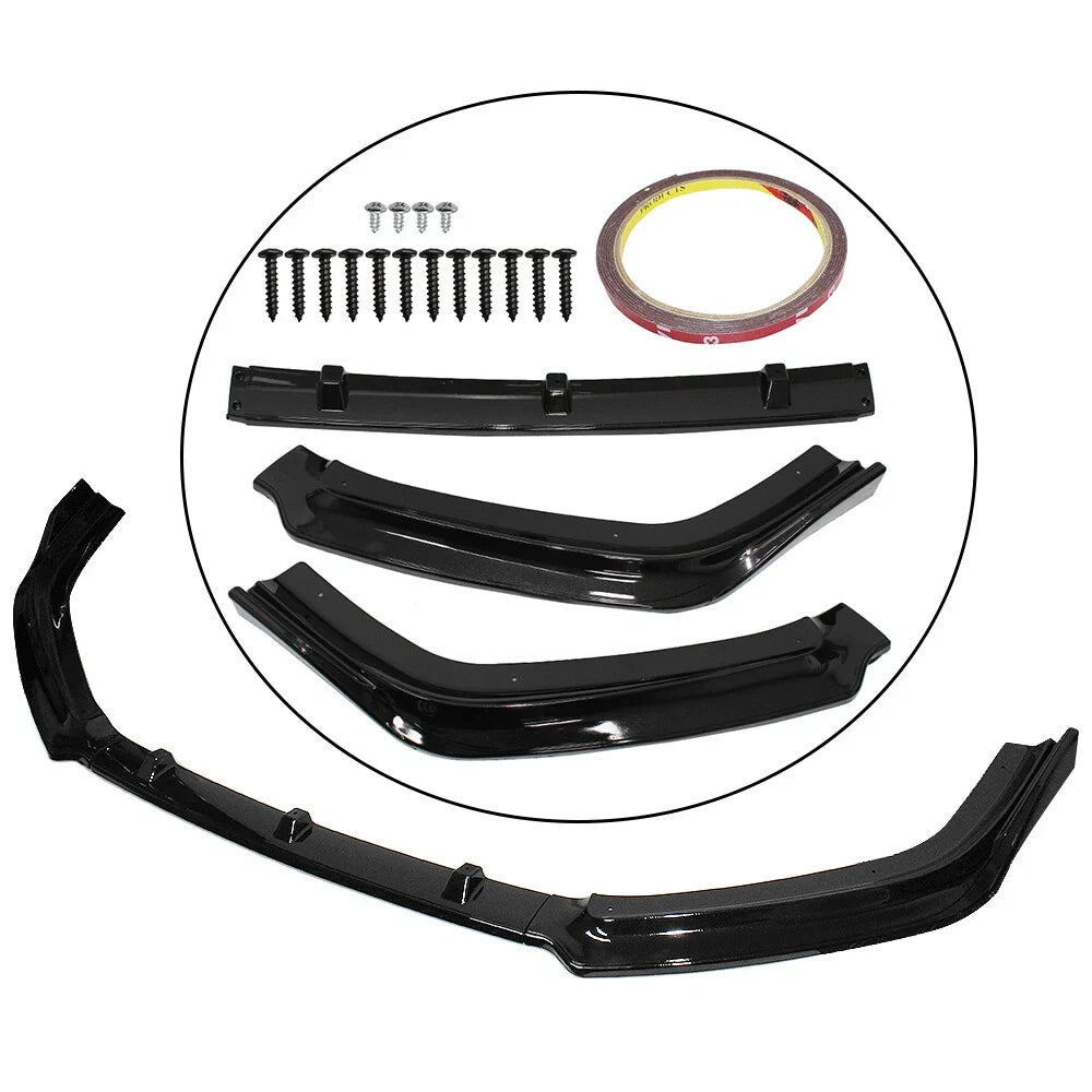Front Bumper Lip Splitter Spoiler for Honda Civic Sedan (2016–2021) Glossy Black