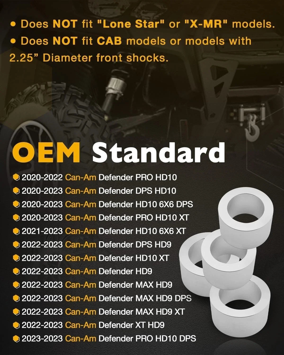 3" Lift Kit for Can-Am Defender HD5 HD8 HD9 HD10 (2016–2023) Off-Road Suspension
