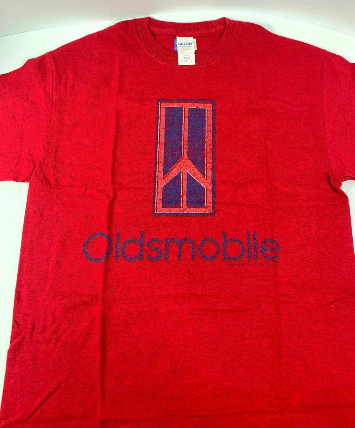 Licensed Oldsmobile T-Shirt Red Vintage Purple Distressed Emblem (Unisex)