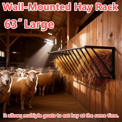 Wall Mounted Hay Feeder & Blanket Holder for Heavy Duty Use (63")