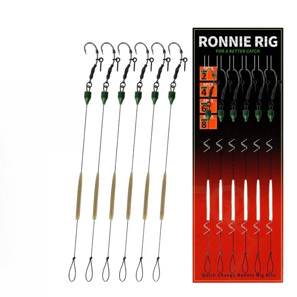 6X Carp Ronnie Rig Hooks for Quick Change (High Carbon Steel)