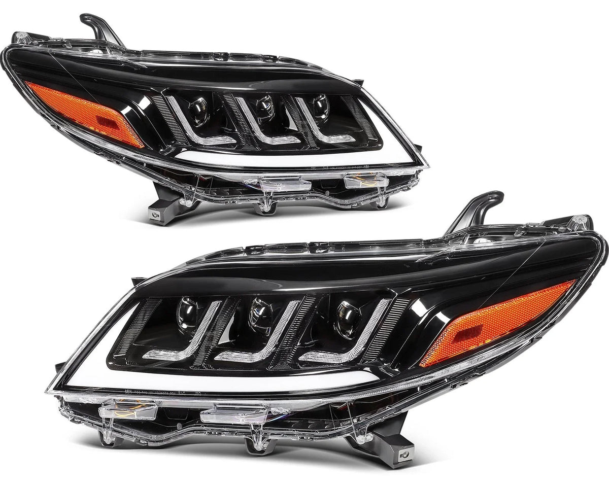 Full LED Headlights Pair for Toyota Sienna (2011–2020) - Black Amber