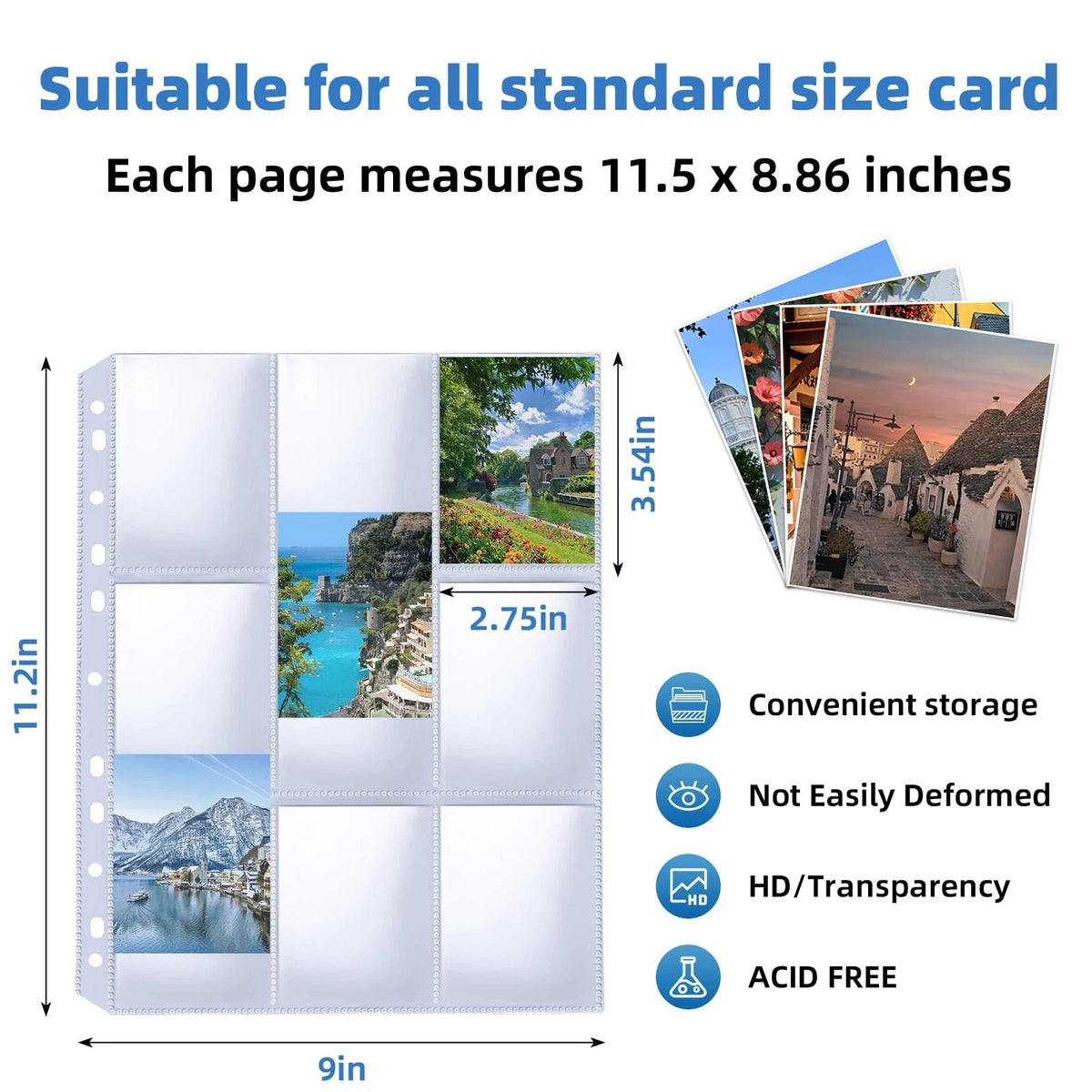 9 Pocket Card Sleeves for Trading Binder (Holds 900 Cards)