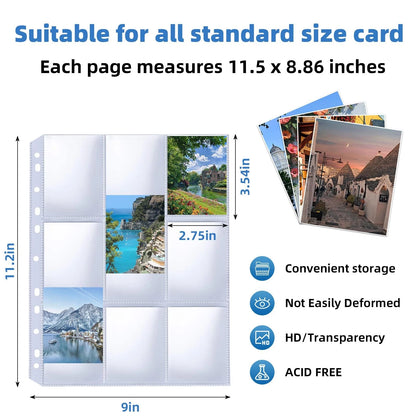 9 Pocket Card Sleeves for Trading Binder (Holds 900 Cards)