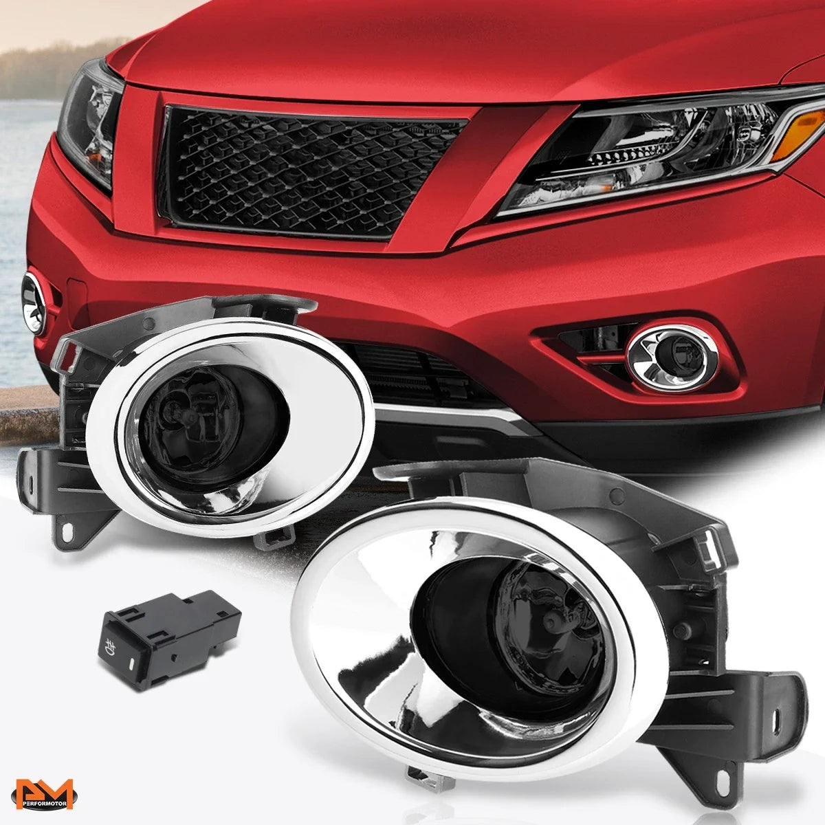 Fog Lights for Nissan Pathfinder (2013–2016) - Smoked Lens, Switch, Chrome Bezel