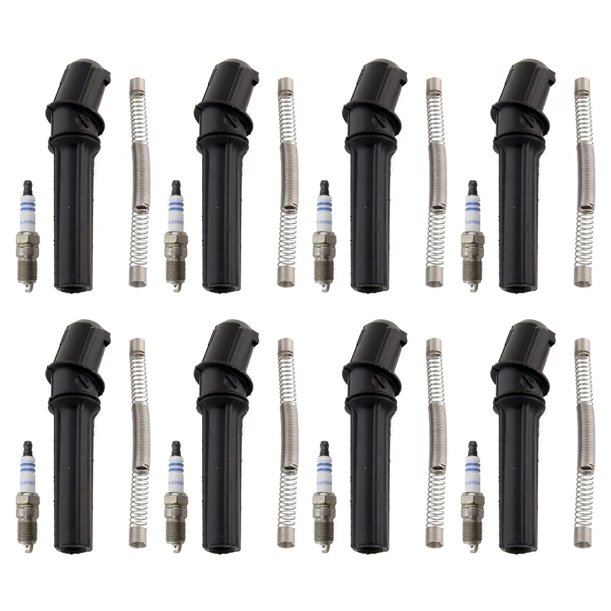 Set of 8 Platinum Spark Plugs & NGK Coil Boots for Ford E-150 E-250 (1997–2008)
