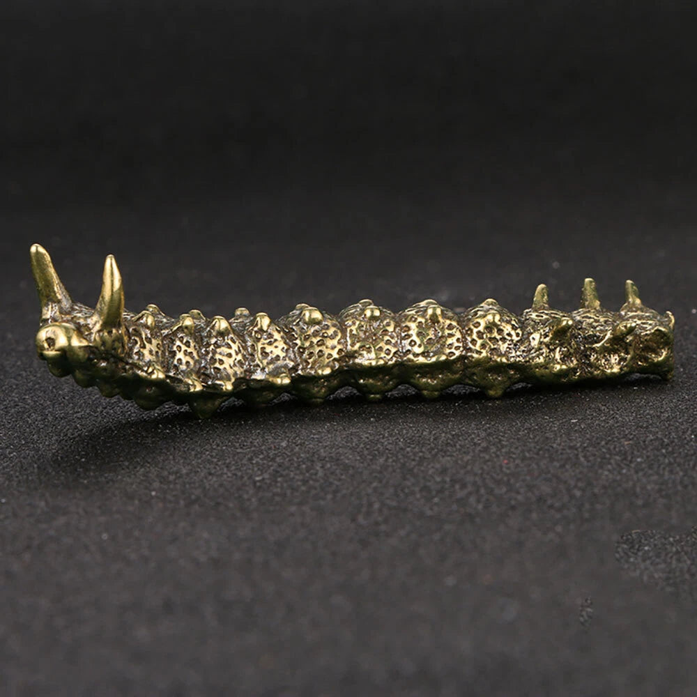 Small Solid Brass Caterpillar Figurine Statue Home Ornament