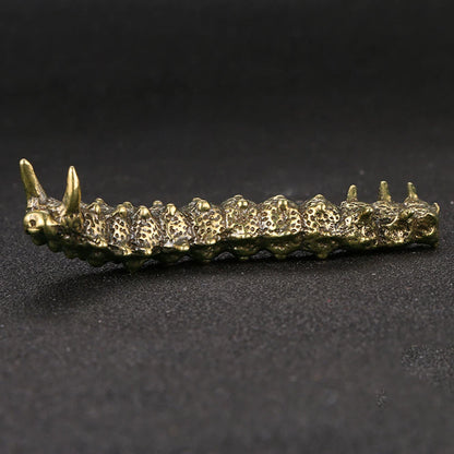 Small Solid Brass Caterpillar Figurine Statue Home Ornament