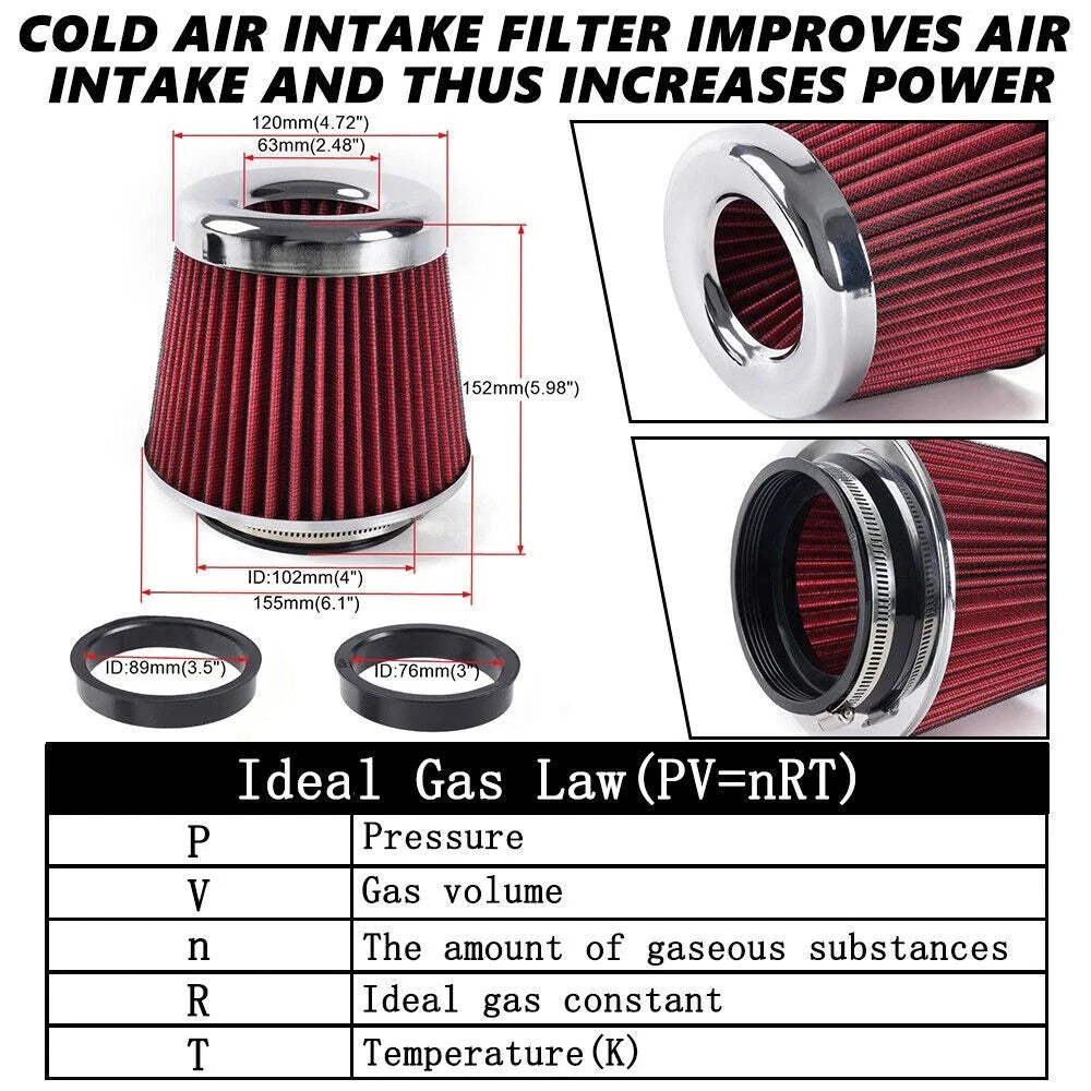 High Flow Cold Air Intake Filter for 3"/3.5"/4" Inlet