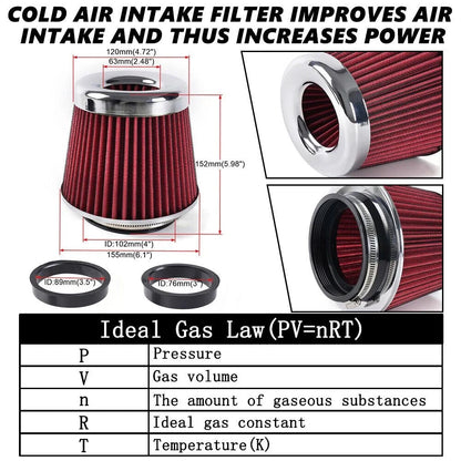 High Flow Cold Air Intake Filter for 3"/3.5"/4" Inlet