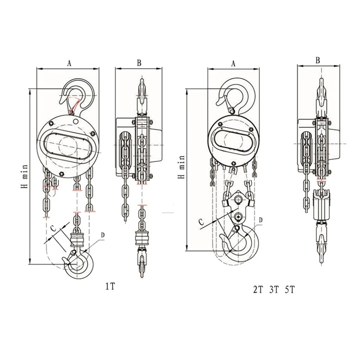 1 Ton Manual Chain Pulley Block Hoist for (T010)