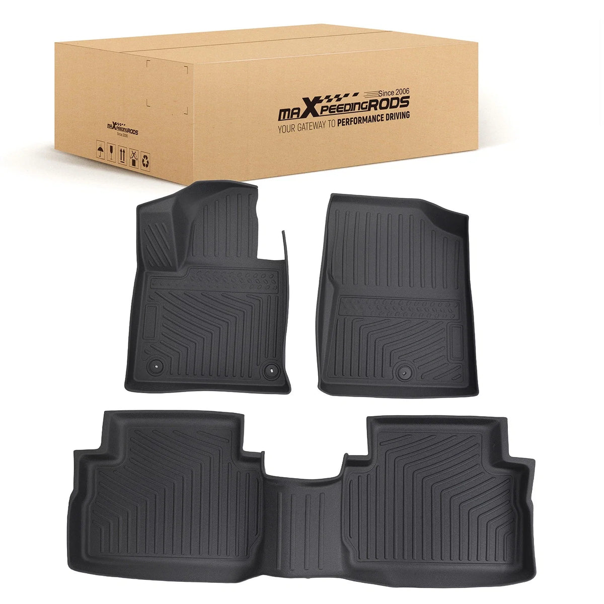 Set of 4 TPE Rubber Floor Mats for Hyundai Santa Fe (2021–2023) Black Custom Fit