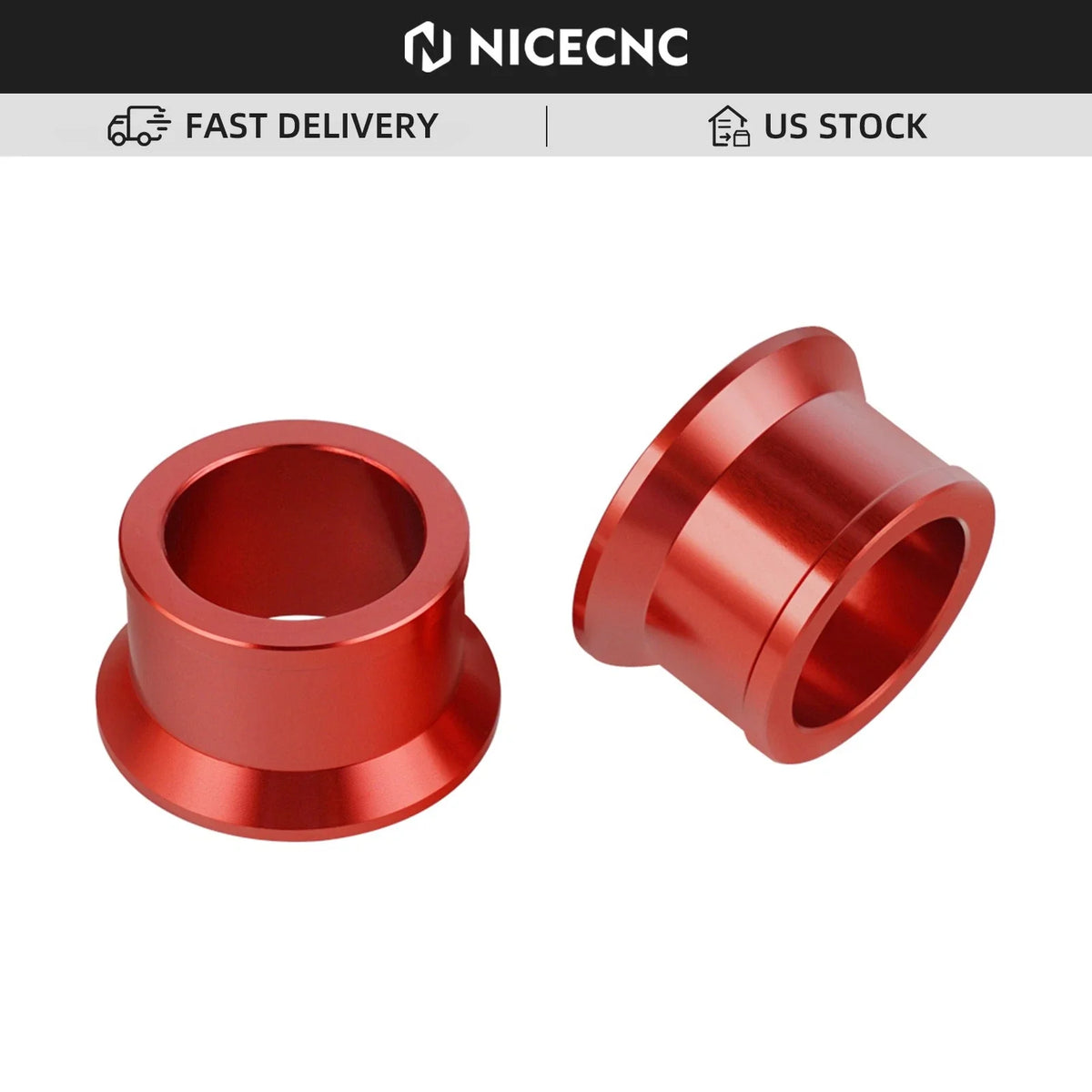 Billet Rear Axle Wheel Hub Spacer Collars for Honda CR125R CR250R (2002–2007) Red
