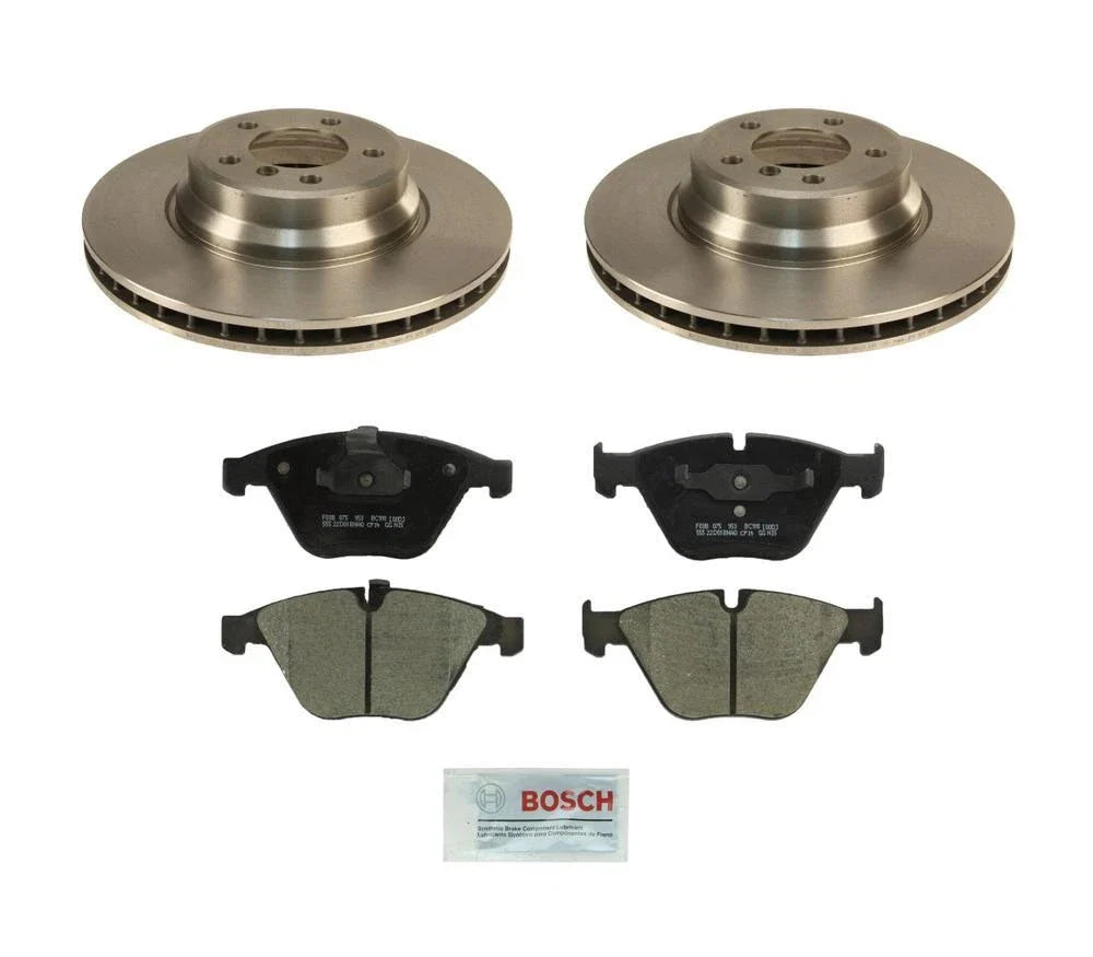 Set of 2 Front Vented Rotors & Ceramic Brake Pads for BMW E60 E63 (2007–2010)