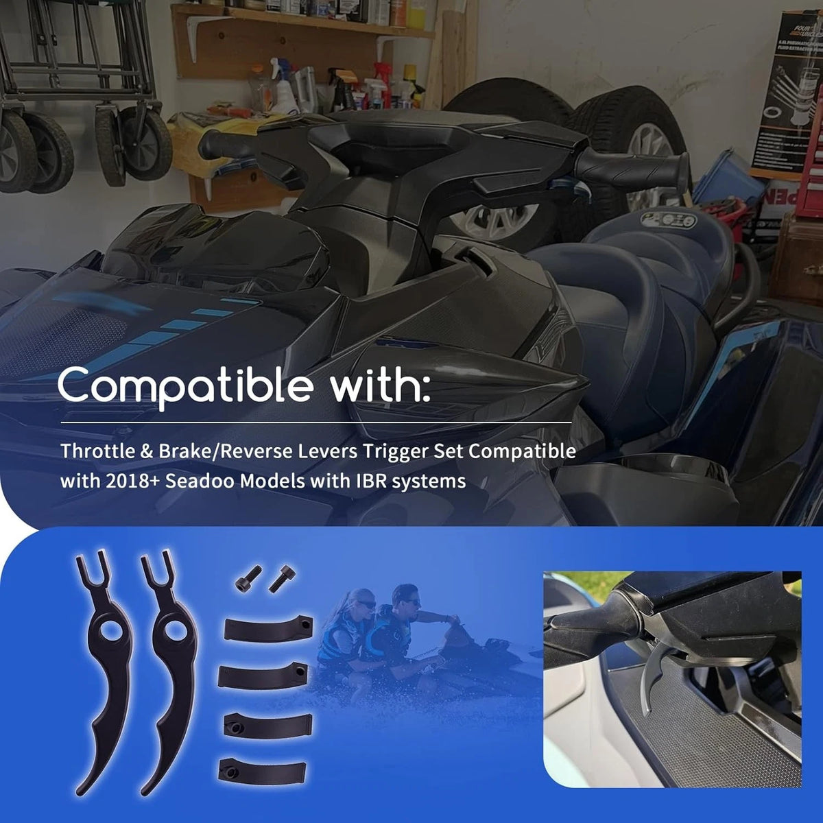 IBR Throttle & Brake/Reverse Levers Upgrade Trigger Set for Seadoo (2008–Present)