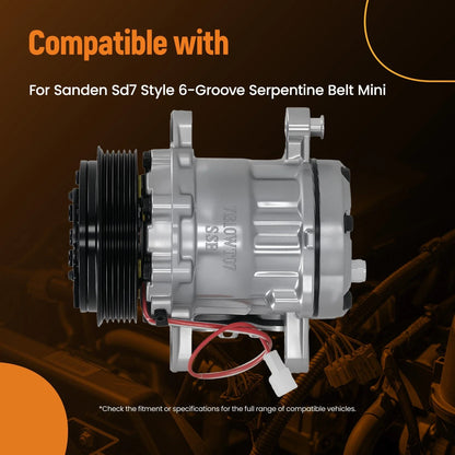 A/C Compressor with 6-Groove Pulley for Sanden SD7 (HC5005C)