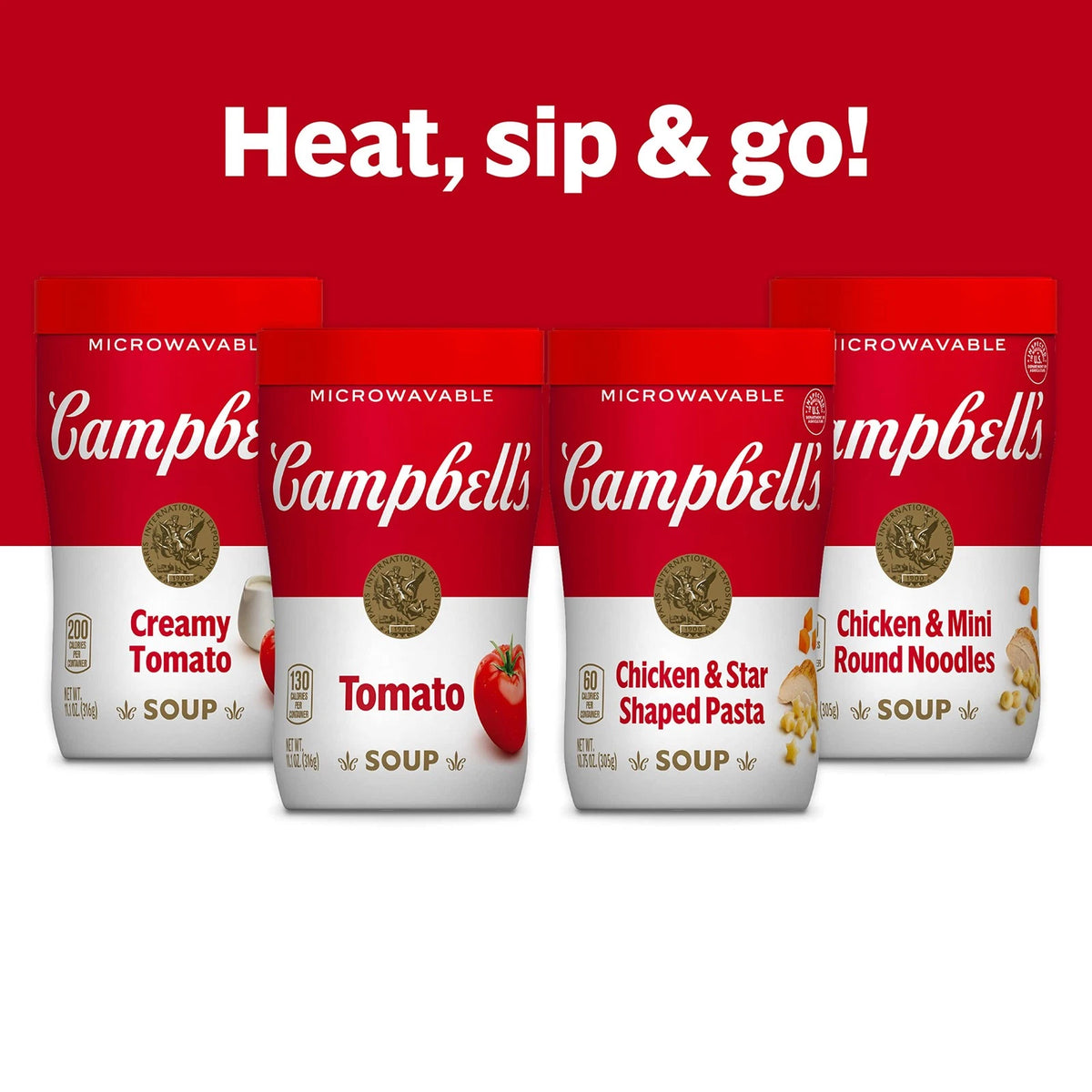 Set of 8 Campbell's Sipping Soup Chicken & Mini Round Noodle Soup 10.75 Oz