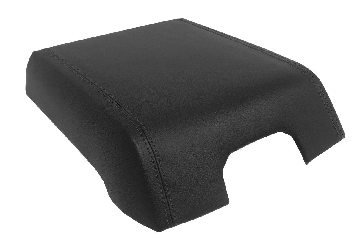 Leather Console Lid Armrest Cover for Ford F150 Raptor (2015–2020) Black Stitch