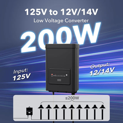 200W Low Voltage Landscape Transformer for