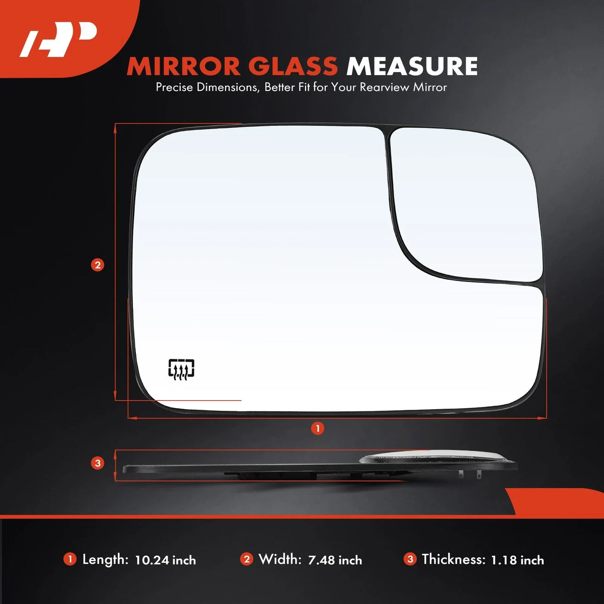 Passenger Power Mirror Glass with Spotter for Dodge Ram 1500 (2005–2008)