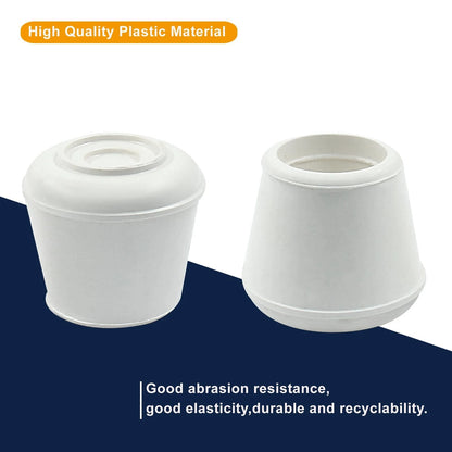 Set of 16 Chair Leg Caps 3/4 Inch Rubber End - White