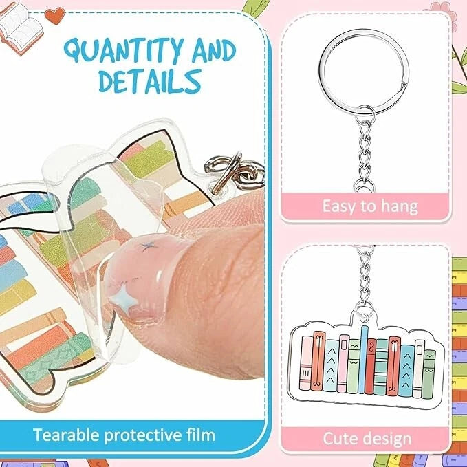 24 Pcs Book Keychain Set for Book Lovers - Funny Accessories