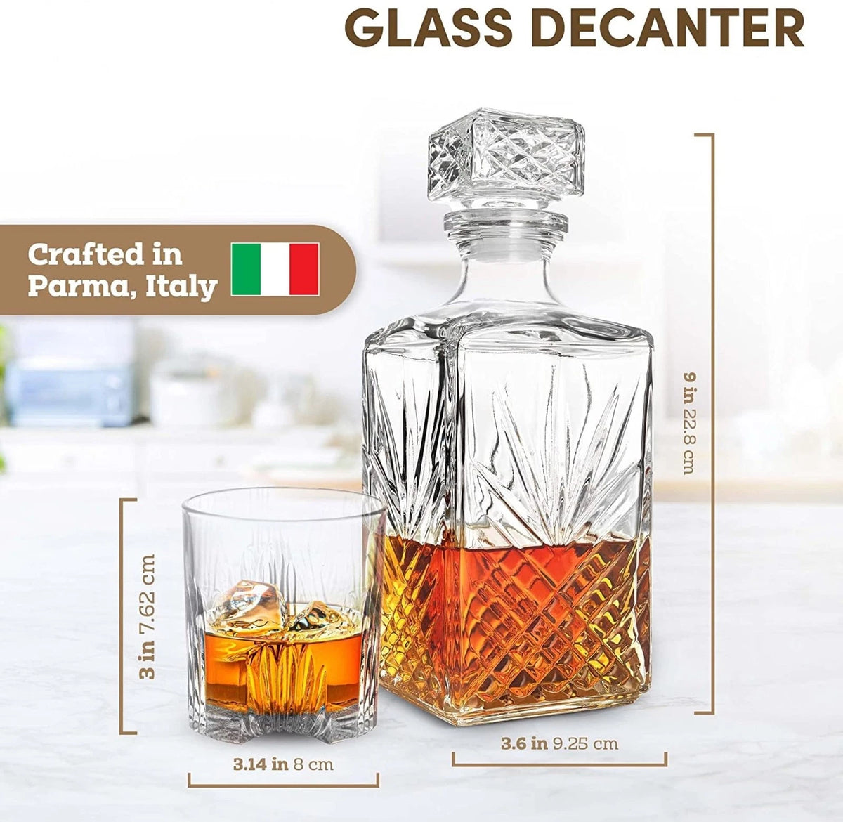 Whiskey Decanter for Bormioli Rocco Selecta Collection (33.75 oz, Clear)