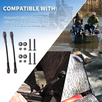 2X Boat Seat Cables for Marine B101-00 (7" Cables for Stability)
