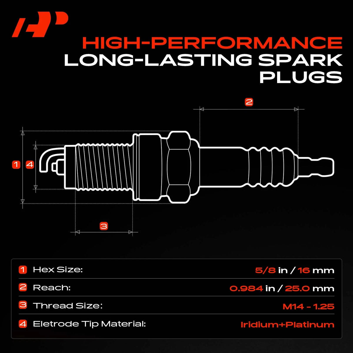 Set of 6 Iridium Platinum Spark Plugs for Mazda 6 CX-9 (2007–2012) 5367