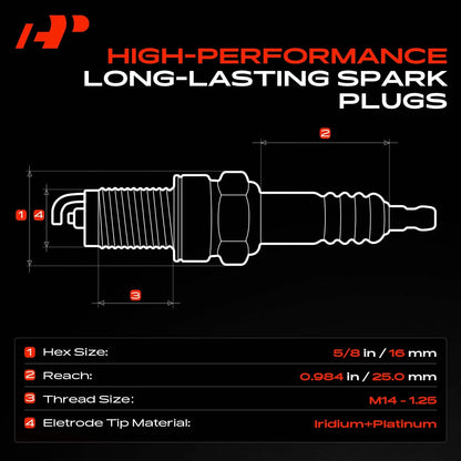 Set of 6 Iridium Platinum Spark Plugs for Mazda 6 CX-9 (2007–2012) 5367