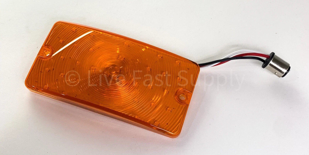 Front LED Amber Parking Turn Signal Lights Pair for Ford Bronco (1969–1977)