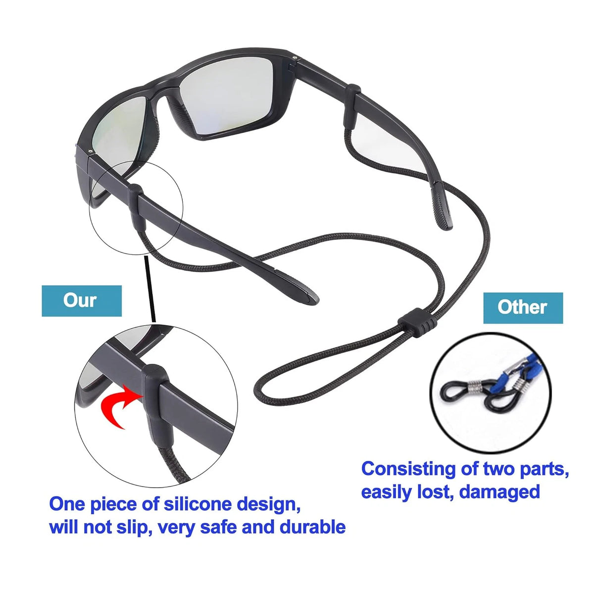 Sport Sunglass Neck Strap Lanyard Holder for Eyeglasses and Reading Glasses