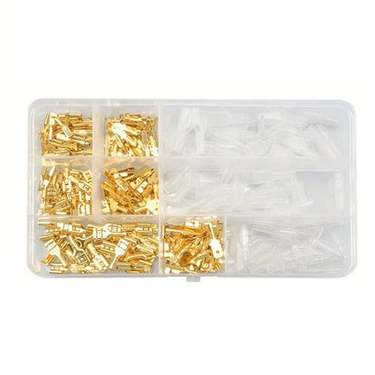 135PCS Gold Brass Crimp Terminal Connectors 2.8mm 4.8mm 6.3mm