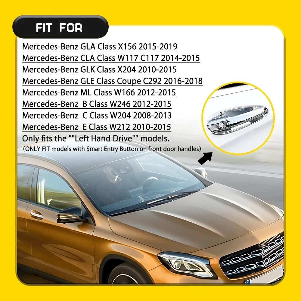 Set of 4 Chrome Exterior Door Handle Covers for Mercedes-Benz ML Class W166 (2012–2015)