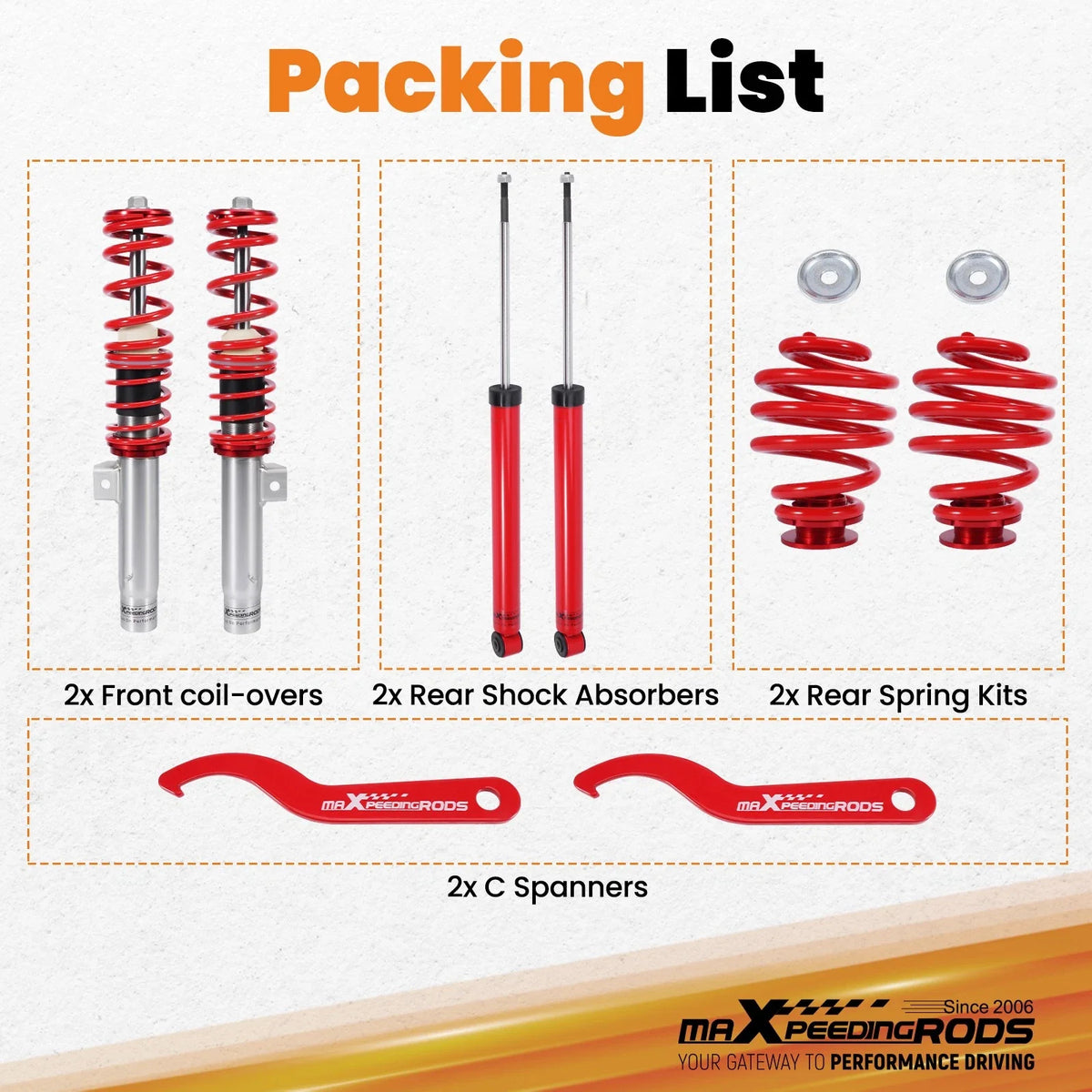 Coilover Lowering Kit for BMW E46 3 Series (1998–2005) Adjustable Height