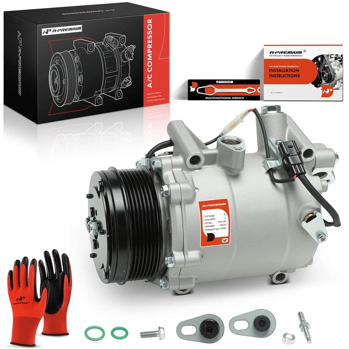 A/C Compressor with Clutch for Honda CR-V (2007–2011) Acura RDX (2007–2012) 38810RWCA01, 38810RWCA02, 38810RX0A01, 98580