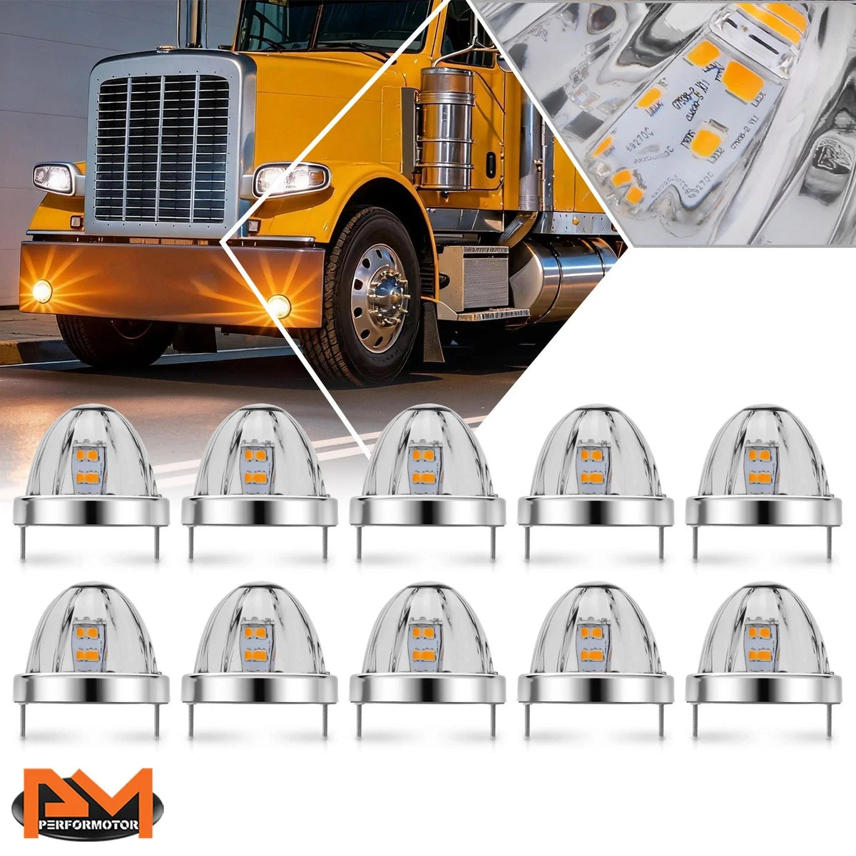 10x Clear Lens LED Side Marker Turn Signal Lamps for Truck Trailer