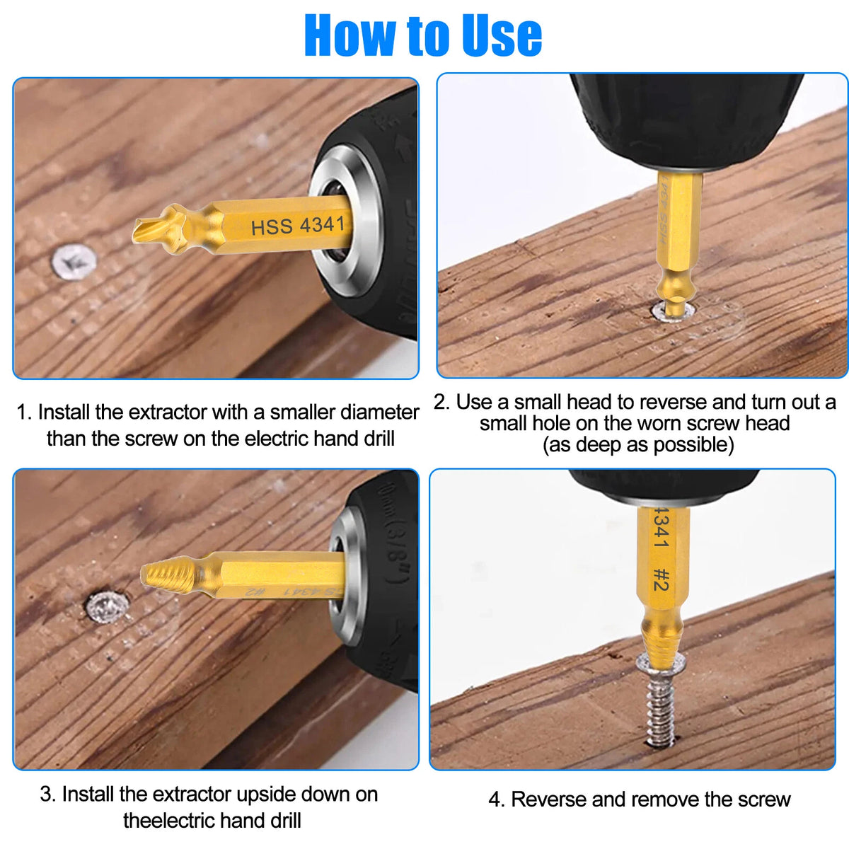 12pcs Broken Bolt Remover Tool for Damaged Screws and Drills