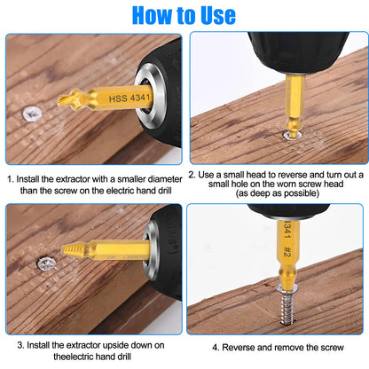12pcs Broken Bolt Remover Tool for Damaged Screws and Drills