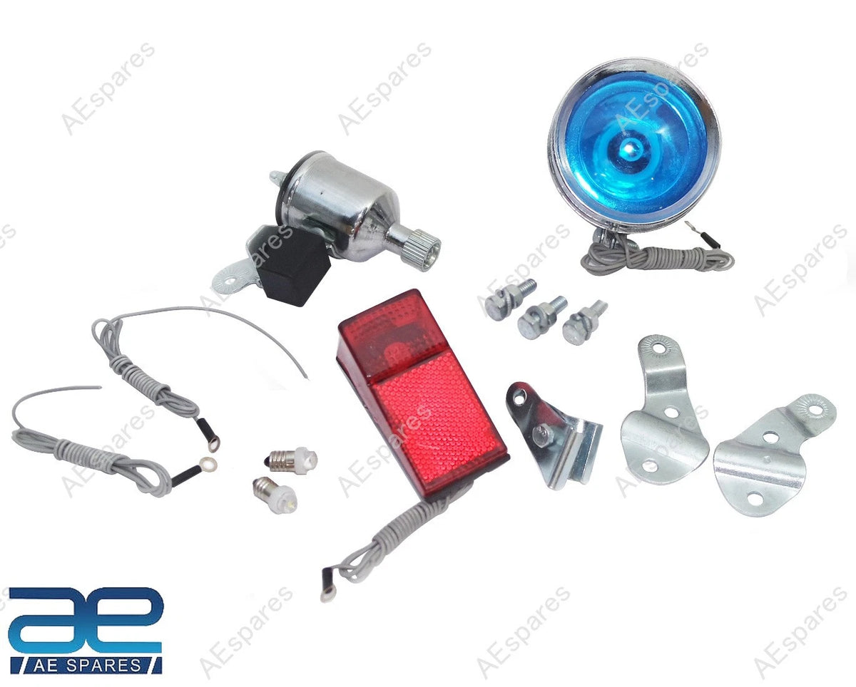 Complete Illumination Dynamo Front Lamp & Rear Light for Vintage Bicycle