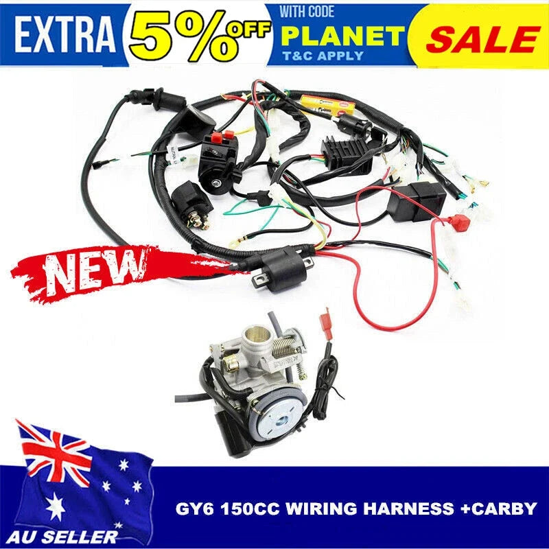 Full Electric Engine Wiring Harness Loom for GY6 150cc Quad Bike ATV (2000–2023)