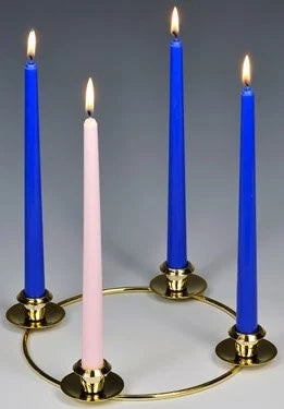Set of 4 Blue Advent Candles - 10 Inch Wax Taper Candles
