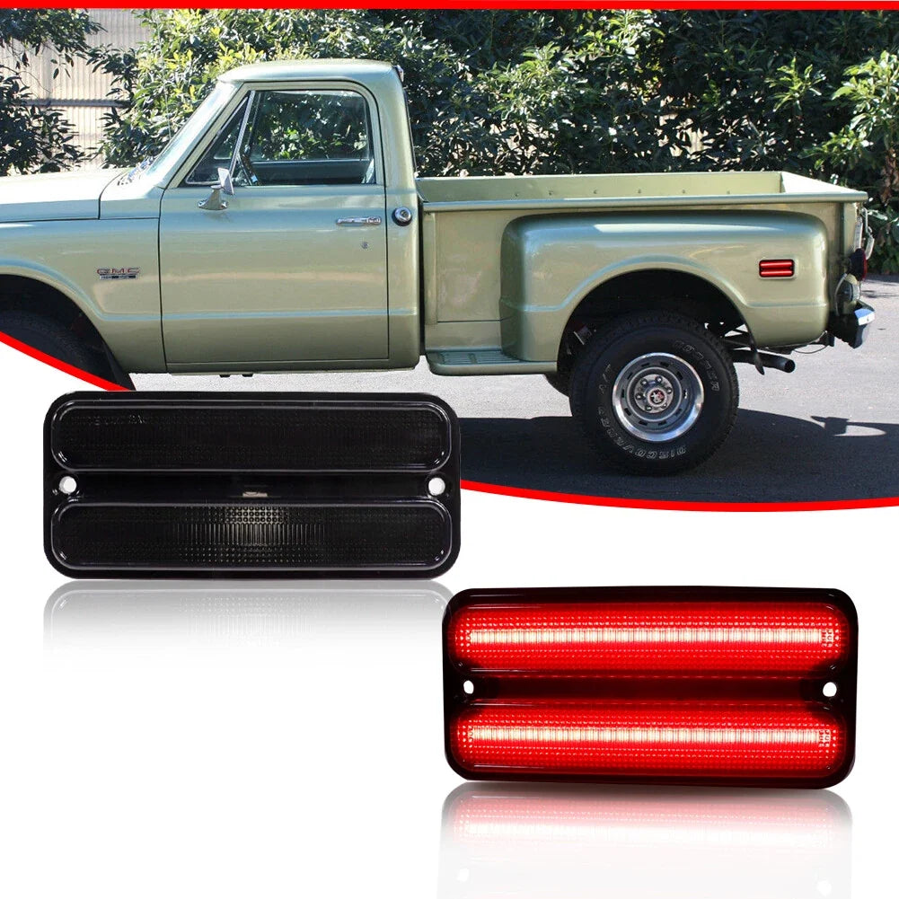 Black Lens Red Rear Side Marker Lights for Chevy GMC Truck (1968–1972)
