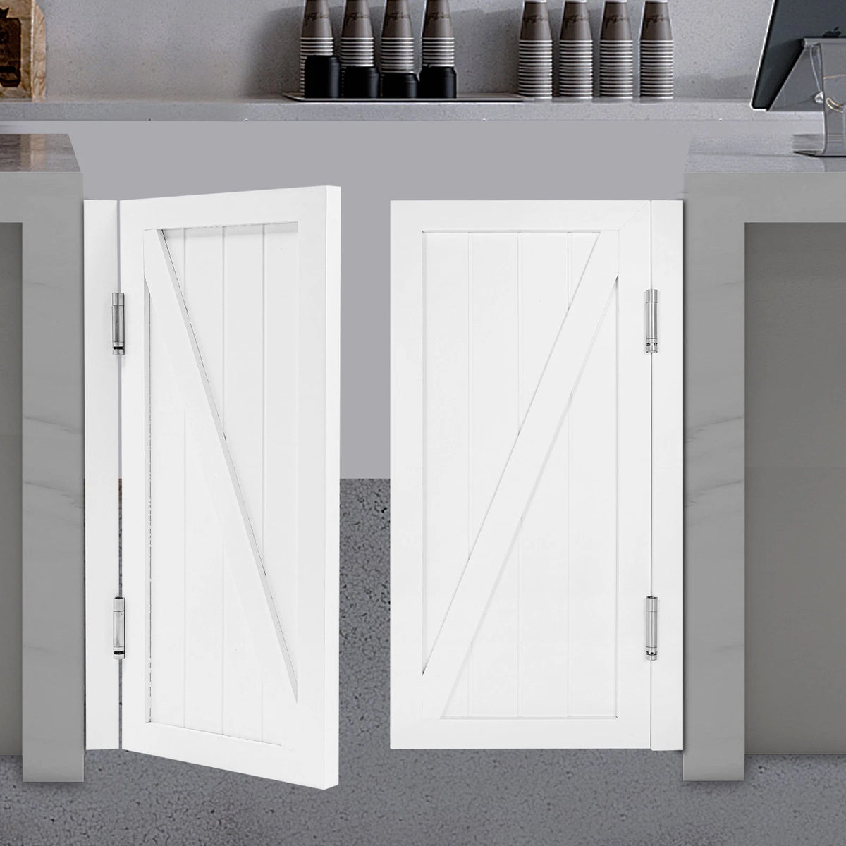 Solid Wood Partition Door for Shop Entrance - White Pine