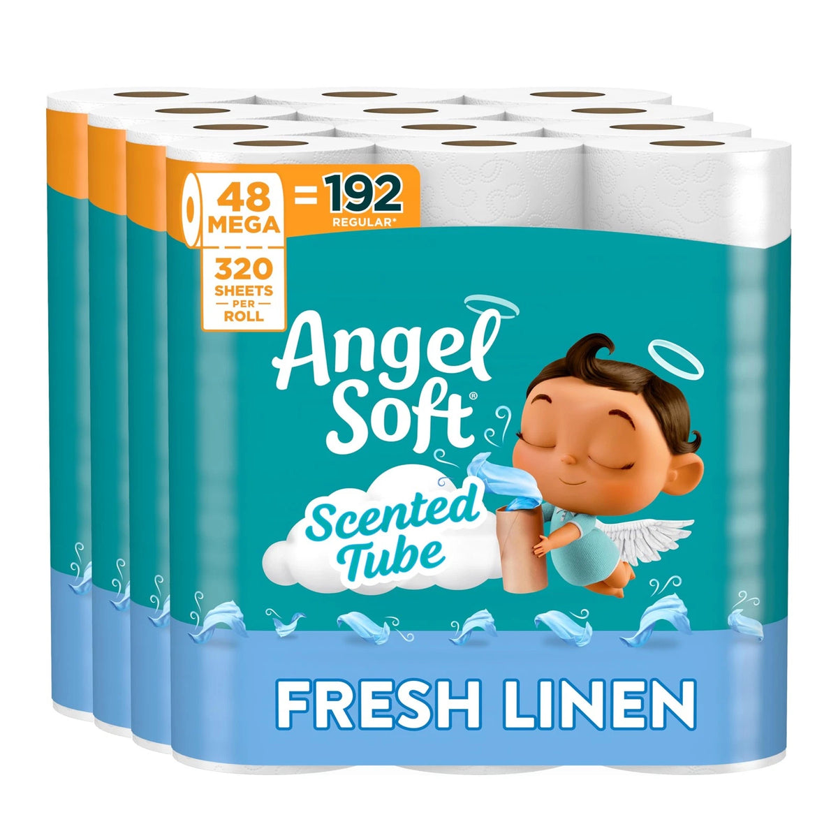 48 Rolls Angel Soft Toilet Paper with Fresh Linen Scent (320 Sheets)